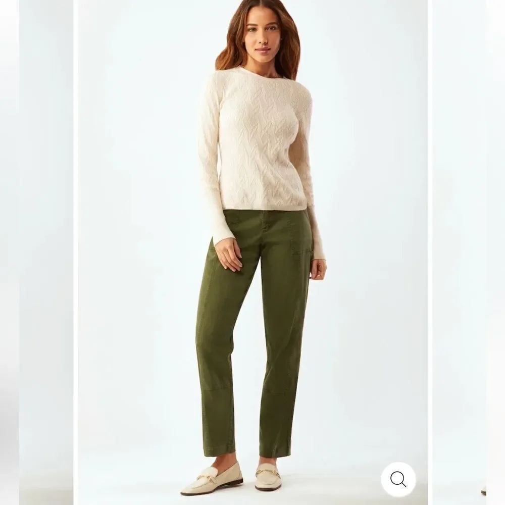 Ecru army green utility pants‎ straight leg relaxed fit sz S cotton blend